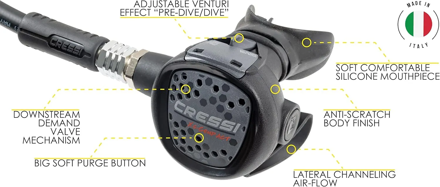 Cressi R1 BCD Donatello Dive Computer AC2 Compact Regulator Set GupG Reg Bag Scuba Diving Package