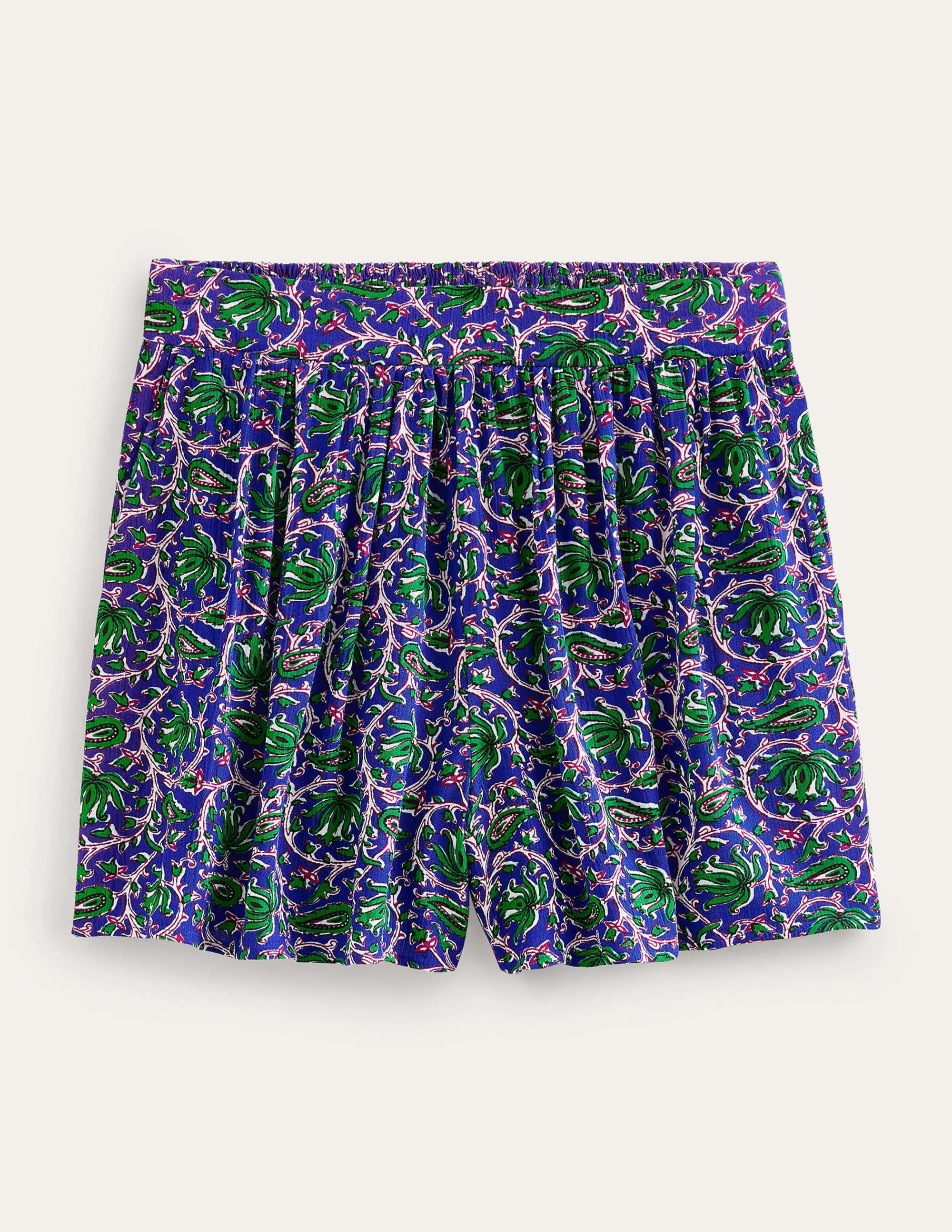 Crinkle Shorts-Blue Wave, Botanic Vine
