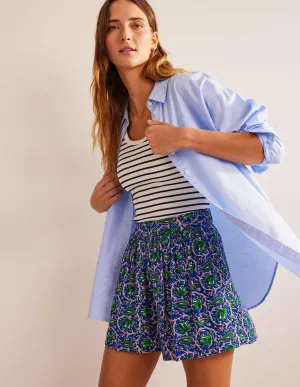 Crinkle Shorts-Blue Wave, Botanic Vine