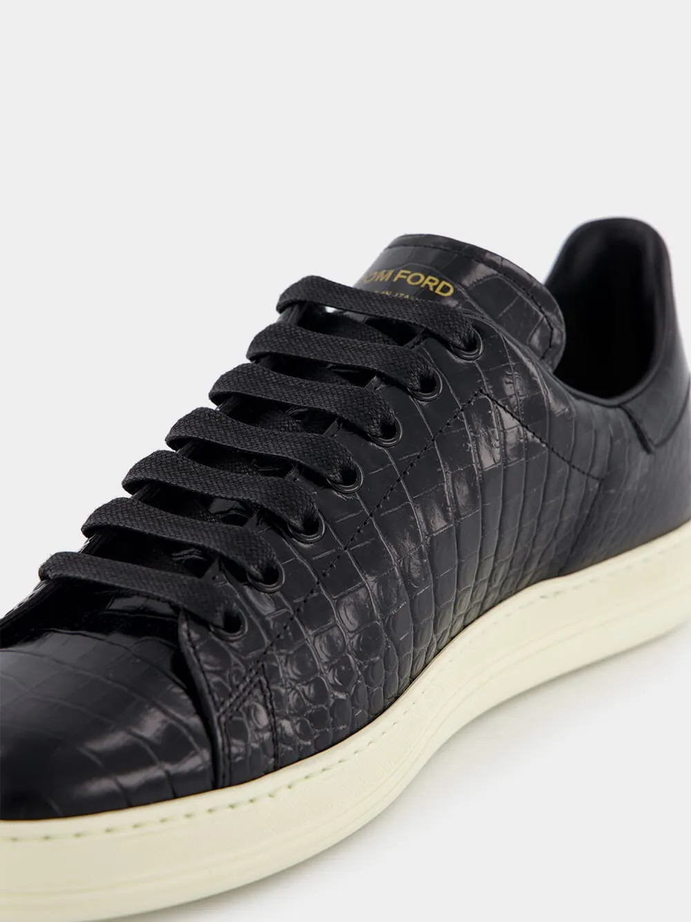 Croc-Print Warwick Black Sneakers