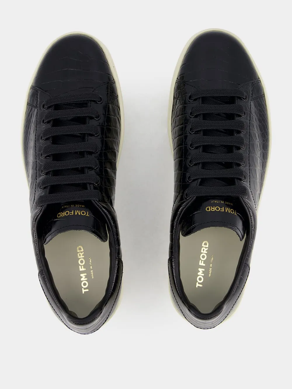 Croc-Print Warwick Black Sneakers