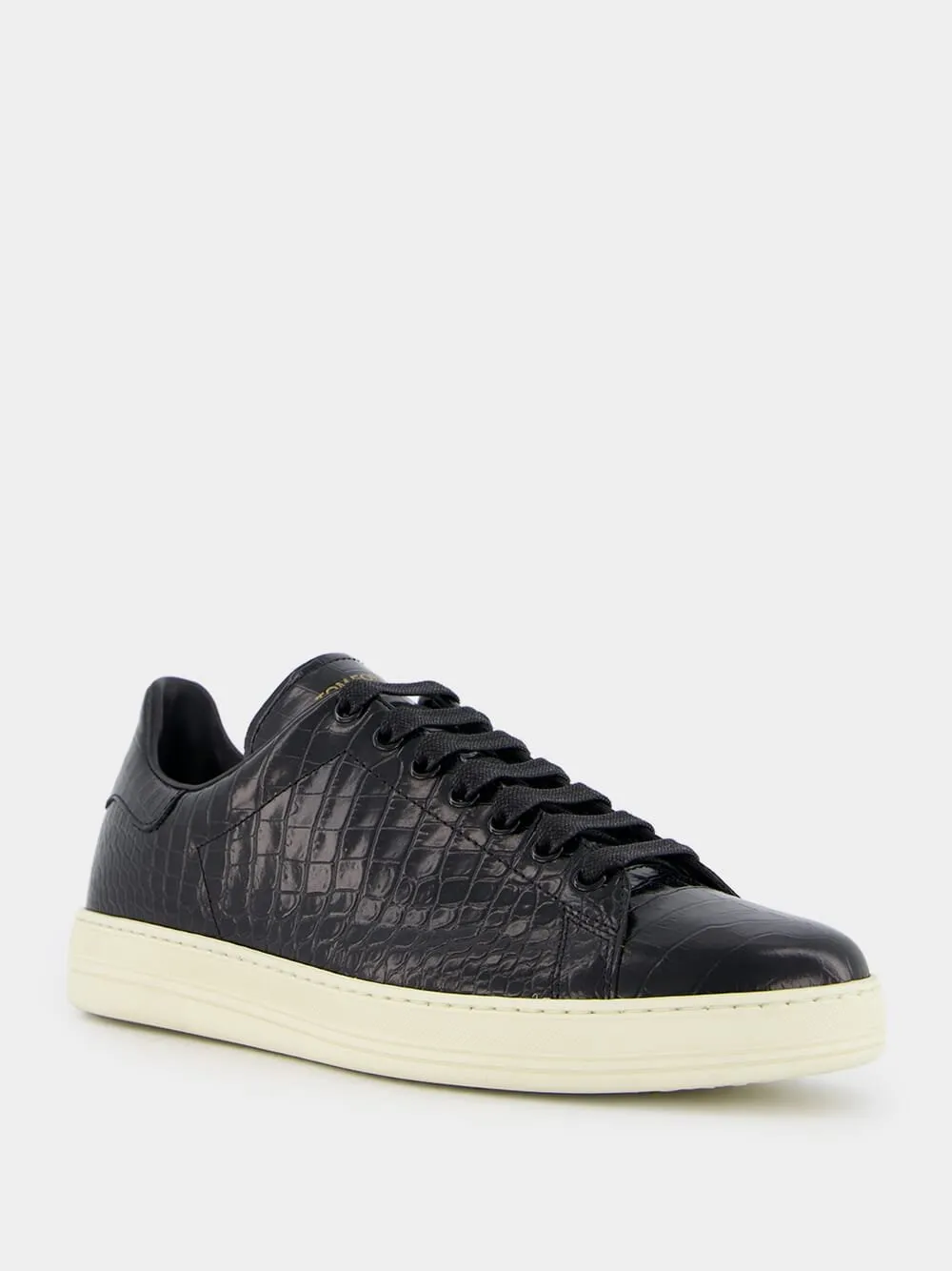 Croc-Print Warwick Black Sneakers