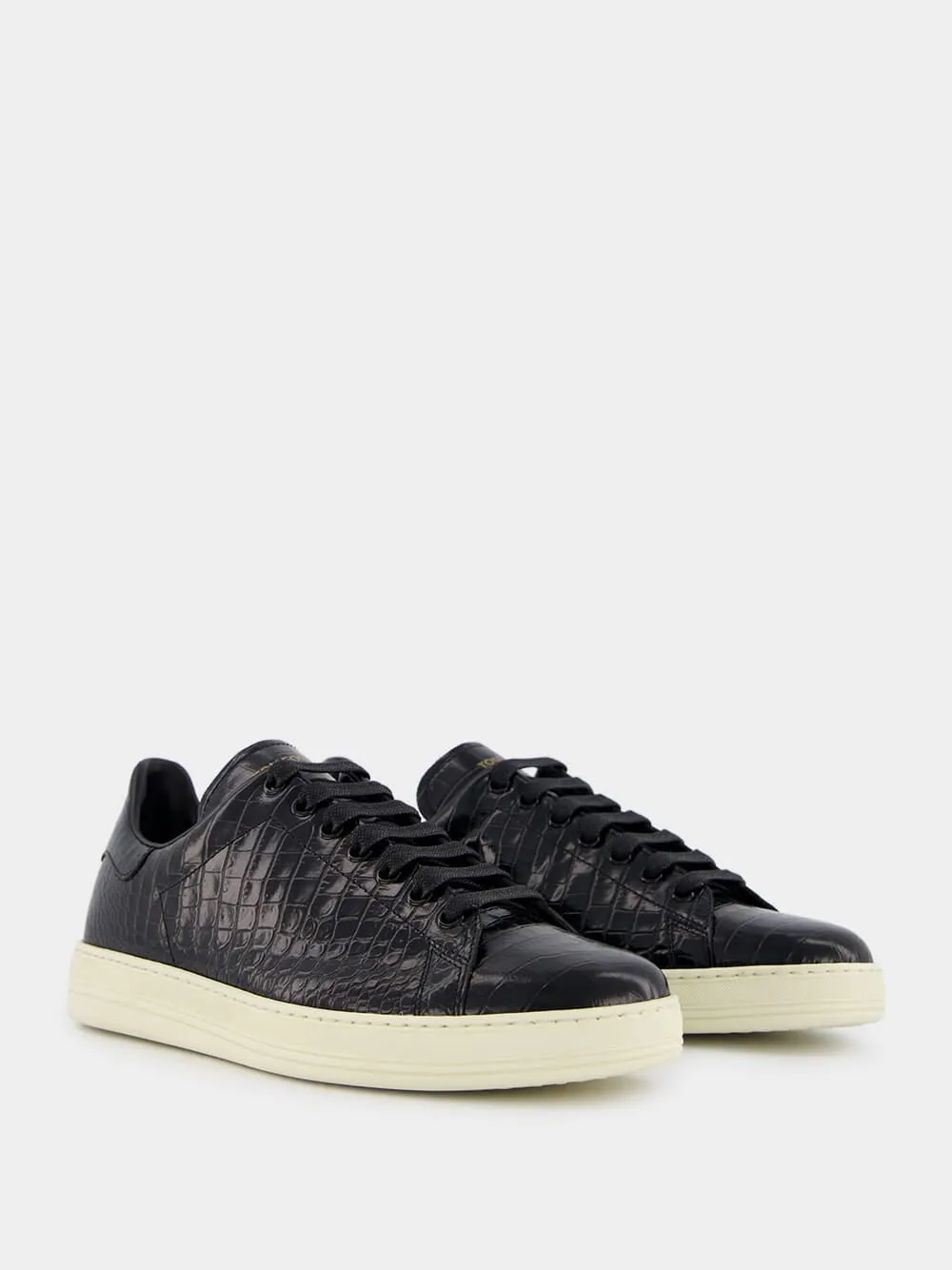 Croc-Print Warwick Black Sneakers