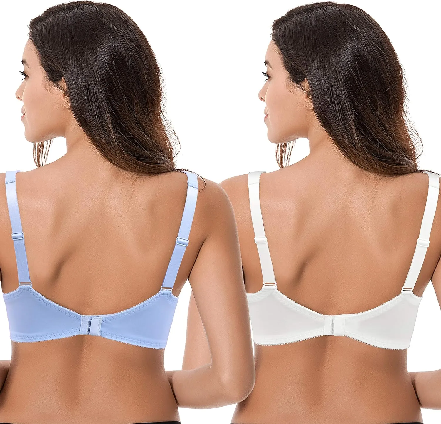Curve Muse Plus Size Minimizer Underwire Unlined Bras with Embroidery Lace-2 or 3Pack