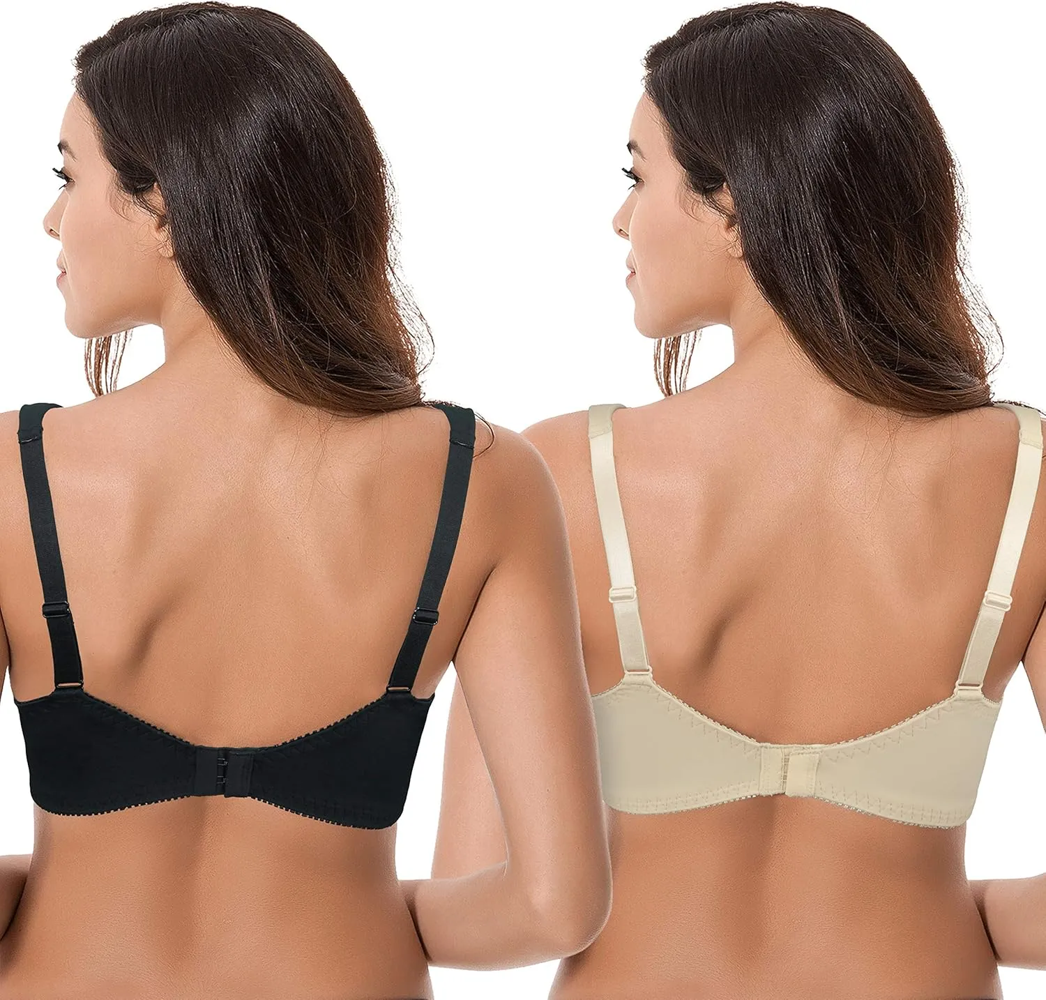 Curve Muse Plus Size Minimizer Underwire Unlined Bras with Embroidery Lace-2 or 3Pack