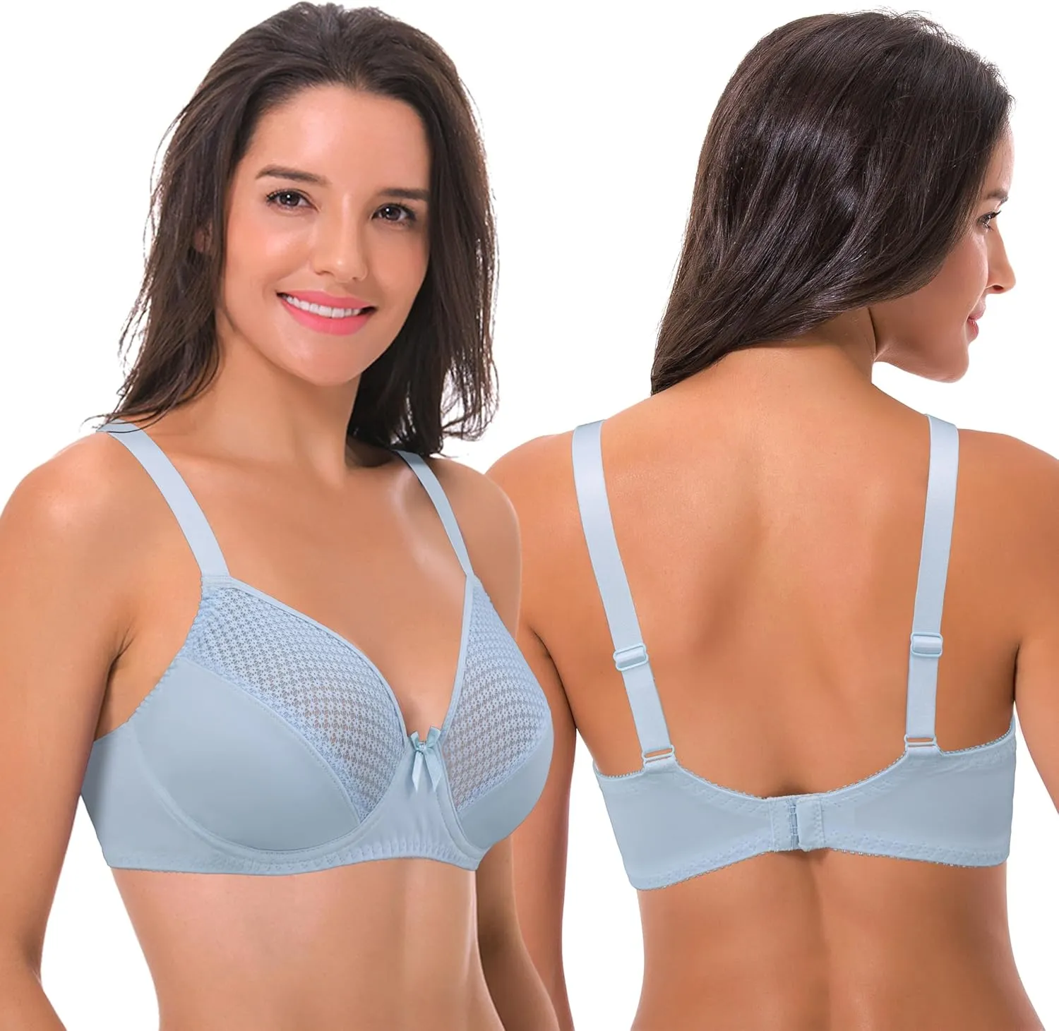 Curve Muse Women's Plus Size Unlined Minimizer Underwire Full Figure Bra-3Pack