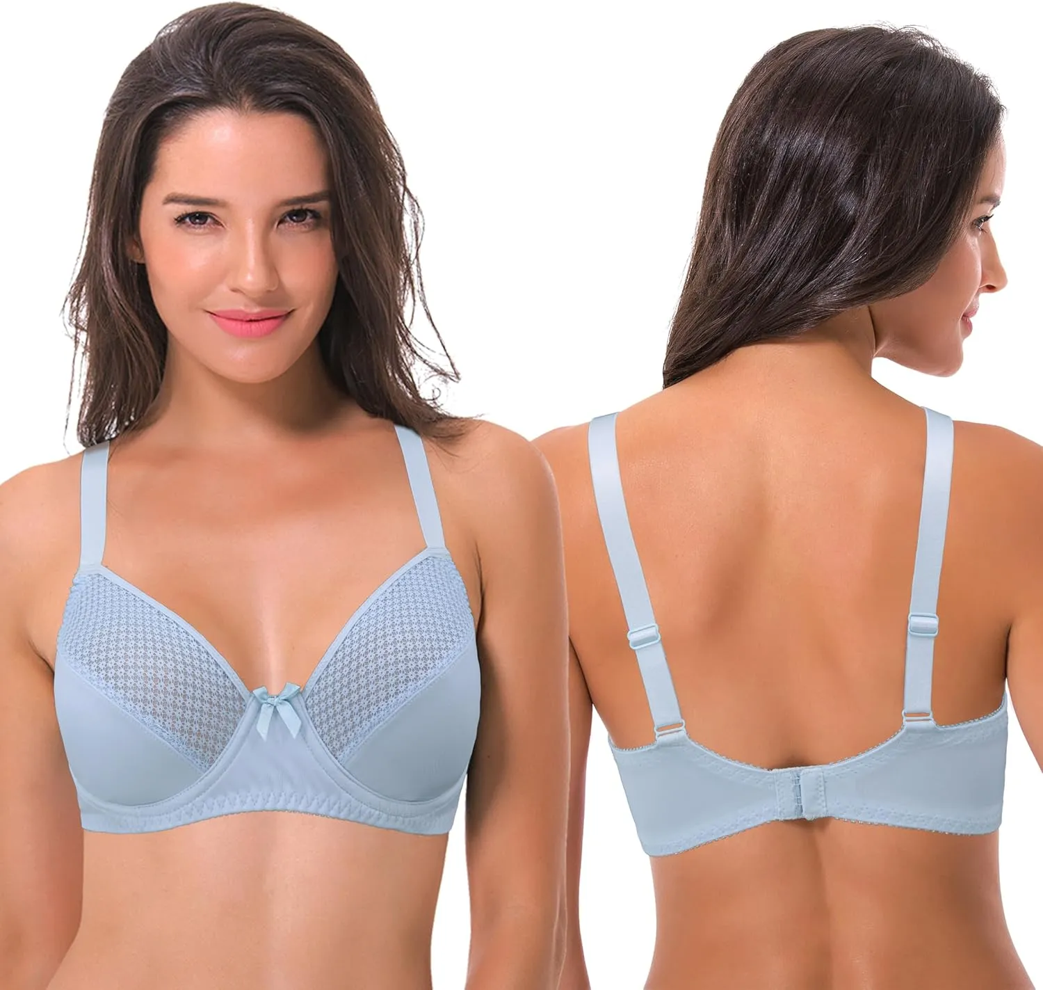 Curve Muse Women's Plus Size Unlined Minimizer Underwire Full Figure Bra-3Pack