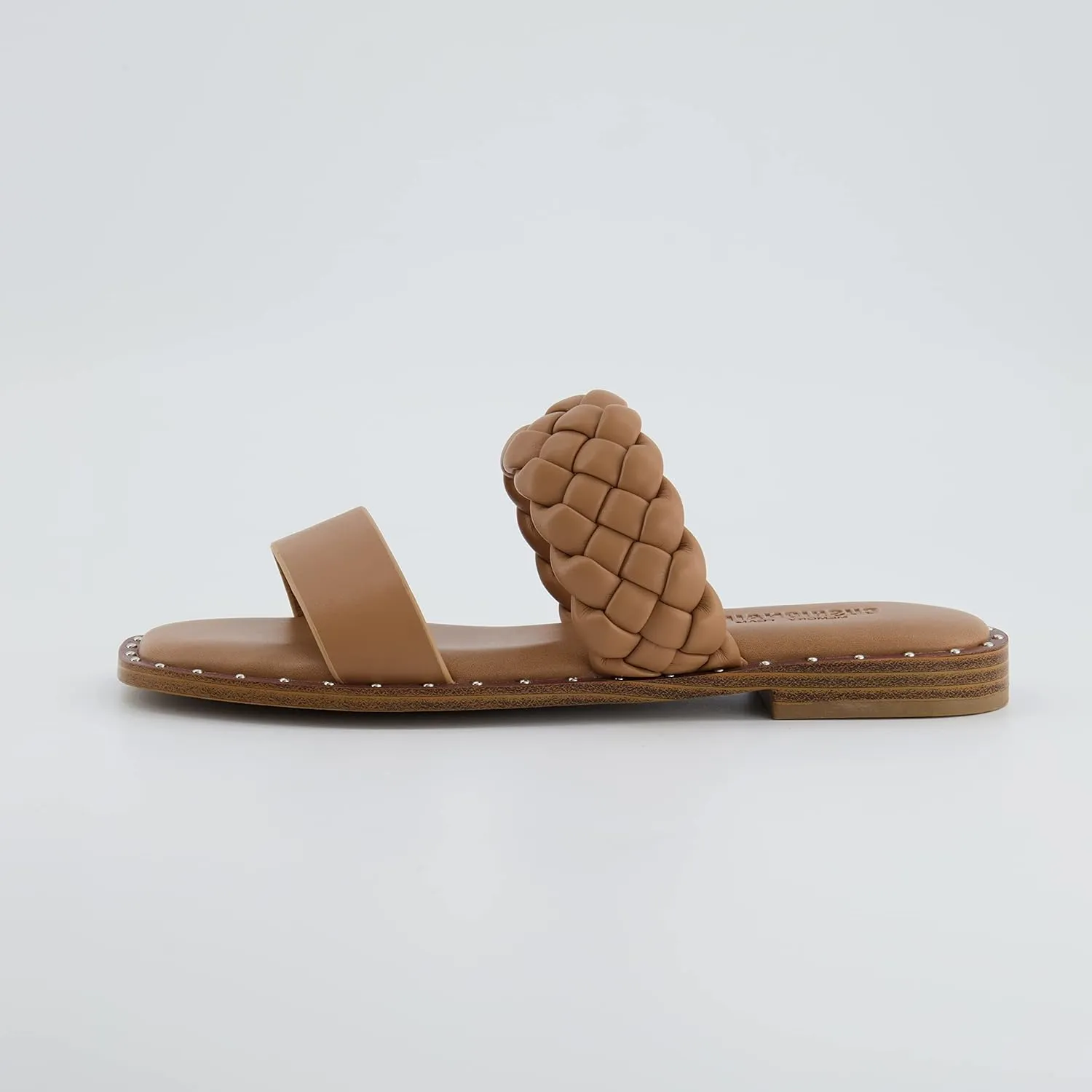 CUSHIONAIRE Varro Two Strap Flat Braided Sandals for Women 2025- Slip-On Dressy Womens Sandals with Memory Foam