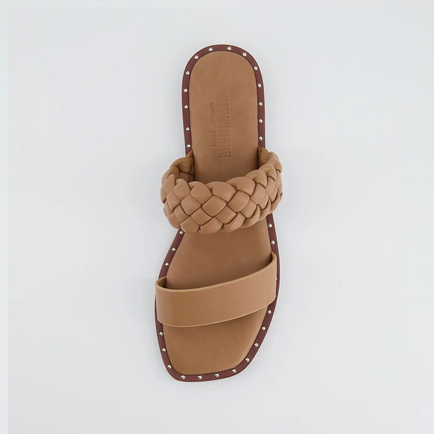 CUSHIONAIRE Varro Two Strap Flat Braided Sandals for Women 2025- Slip-On Dressy Womens Sandals with Memory Foam
