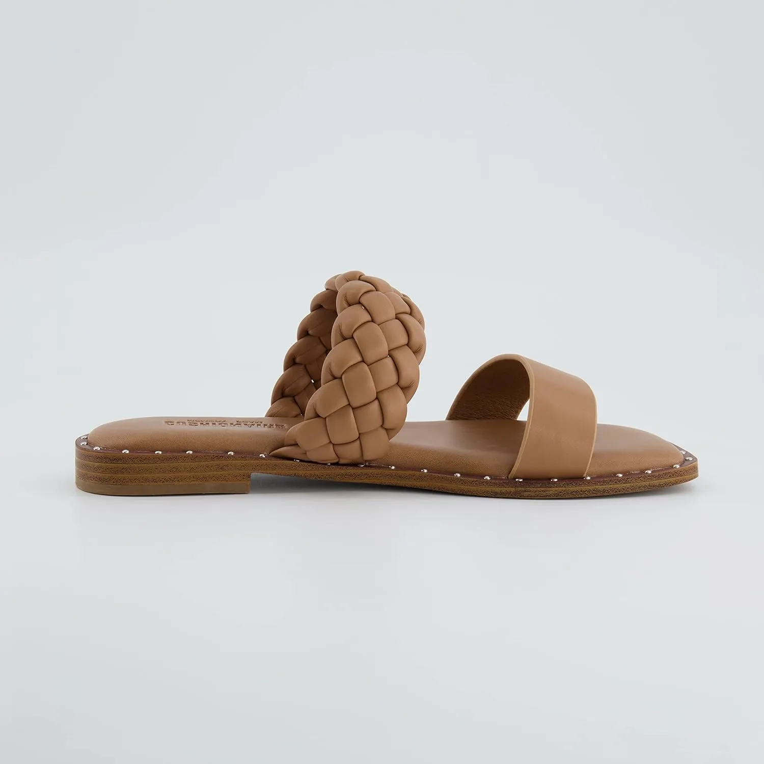 CUSHIONAIRE Varro Two Strap Flat Braided Sandals for Women 2025- Slip-On Dressy Womens Sandals with Memory Foam