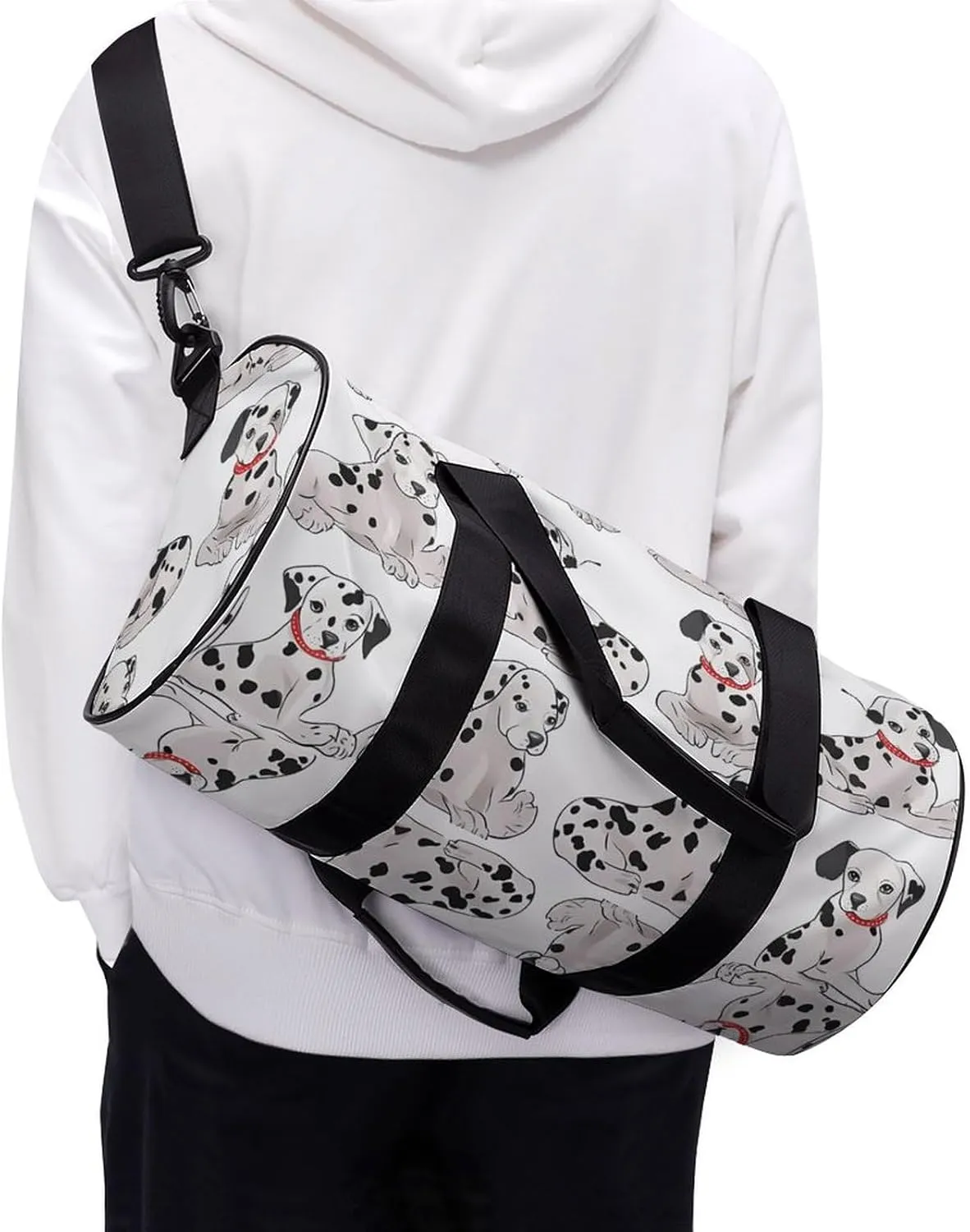 Cute Dalmatian Duffel Bag for Men Women Gym Bag Sports Small Overnight Bag for Travel Weekender, 17.7in/9in/9in, XB0606009