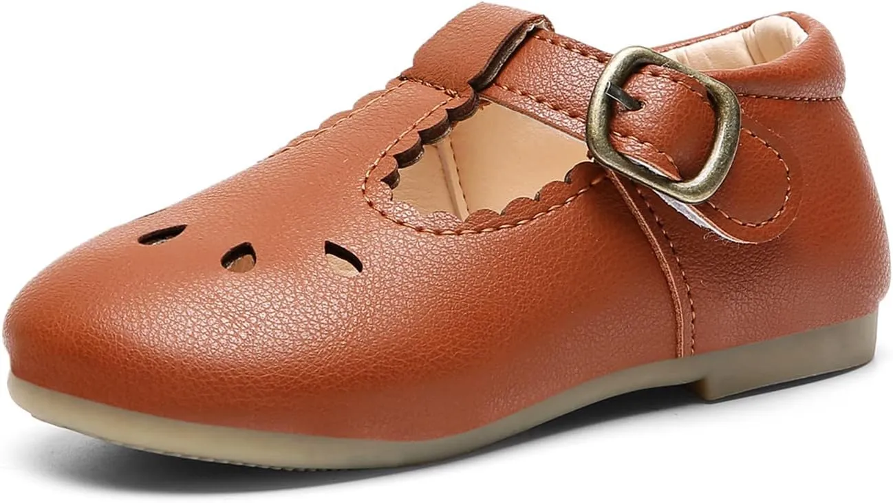 DADAWEN Girl's Classic Mary Jane School Uniform Shoes Flat Dress Shoes