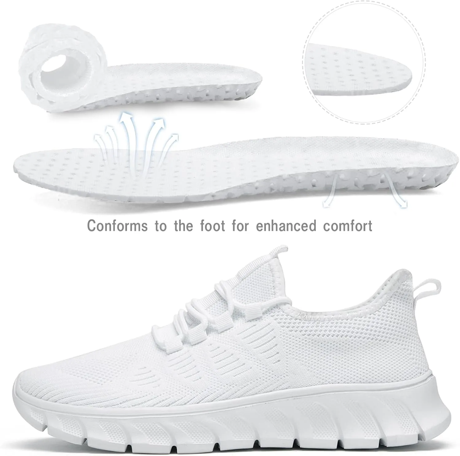Damyuan Women's Grey Running Shoes, Mesh Tennis Sneakers, Slip On, Comfortable, Athletic, Gym, Summer, Casual, Workout Shoes
