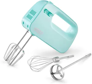 Dash SmartStore™ Deluxe Compact Electric Hand Mixer   Whisk and Milkshake Attachment for Whipping, Mixing Cookies, Brownies, Cakes, Dough, Batters, Meringues & More, 3 Speed, 150-Watt – Aqua