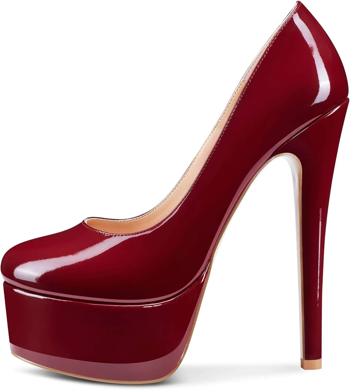 DearOnly Women's High Heels Platform Pumps Slip On Sexy Round Toe Stilettos 5.9" Inch Heel Classic Dress Party Shoes