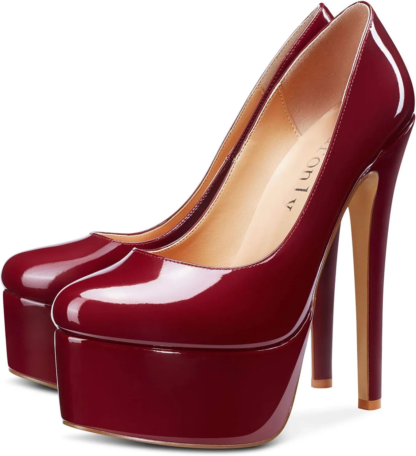 DearOnly Women's High Heels Platform Pumps Slip On Sexy Round Toe Stilettos 5.9" Inch Heel Classic Dress Party Shoes