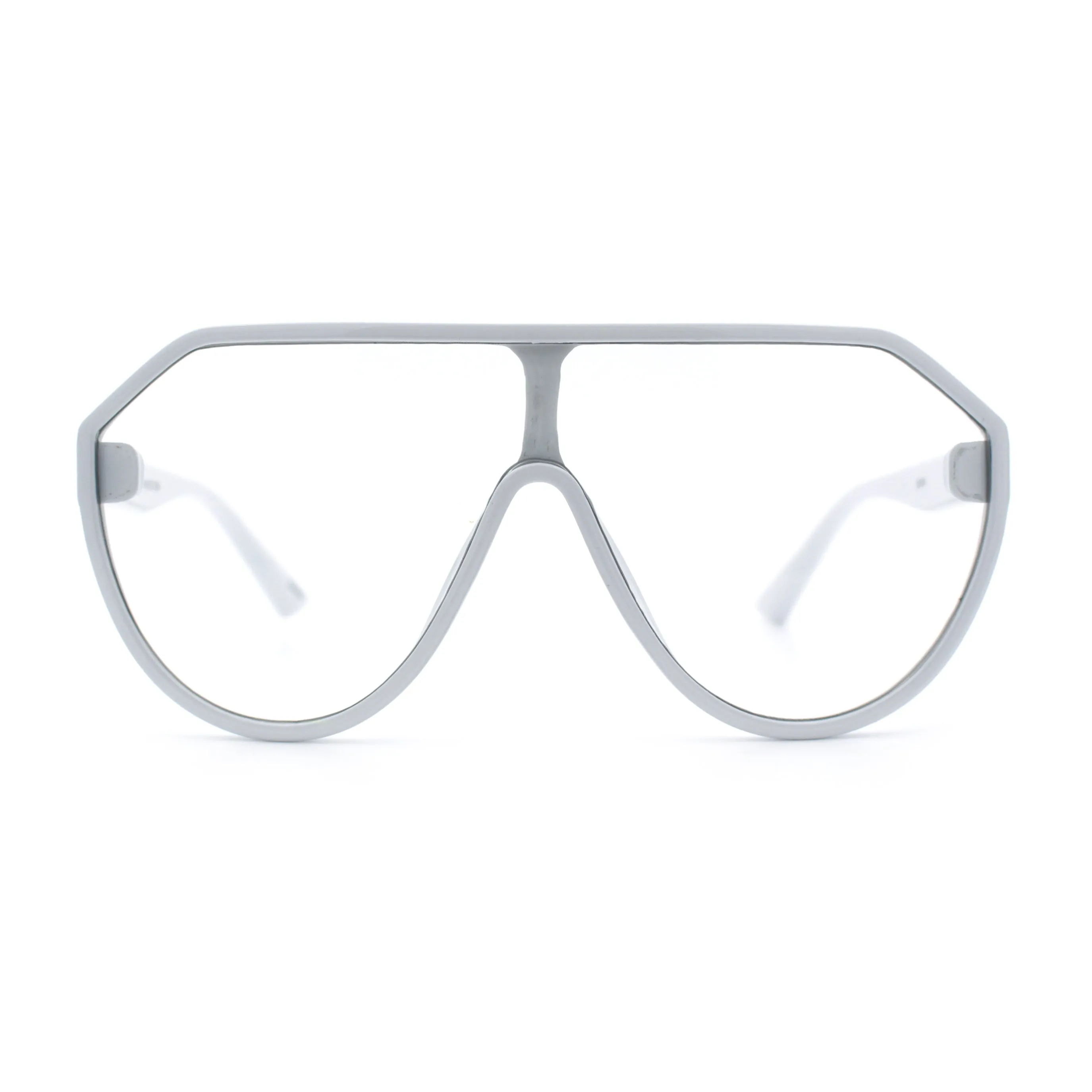 Diva Oversized Flat Top Racer Thin Plastic Shield Sunglasses