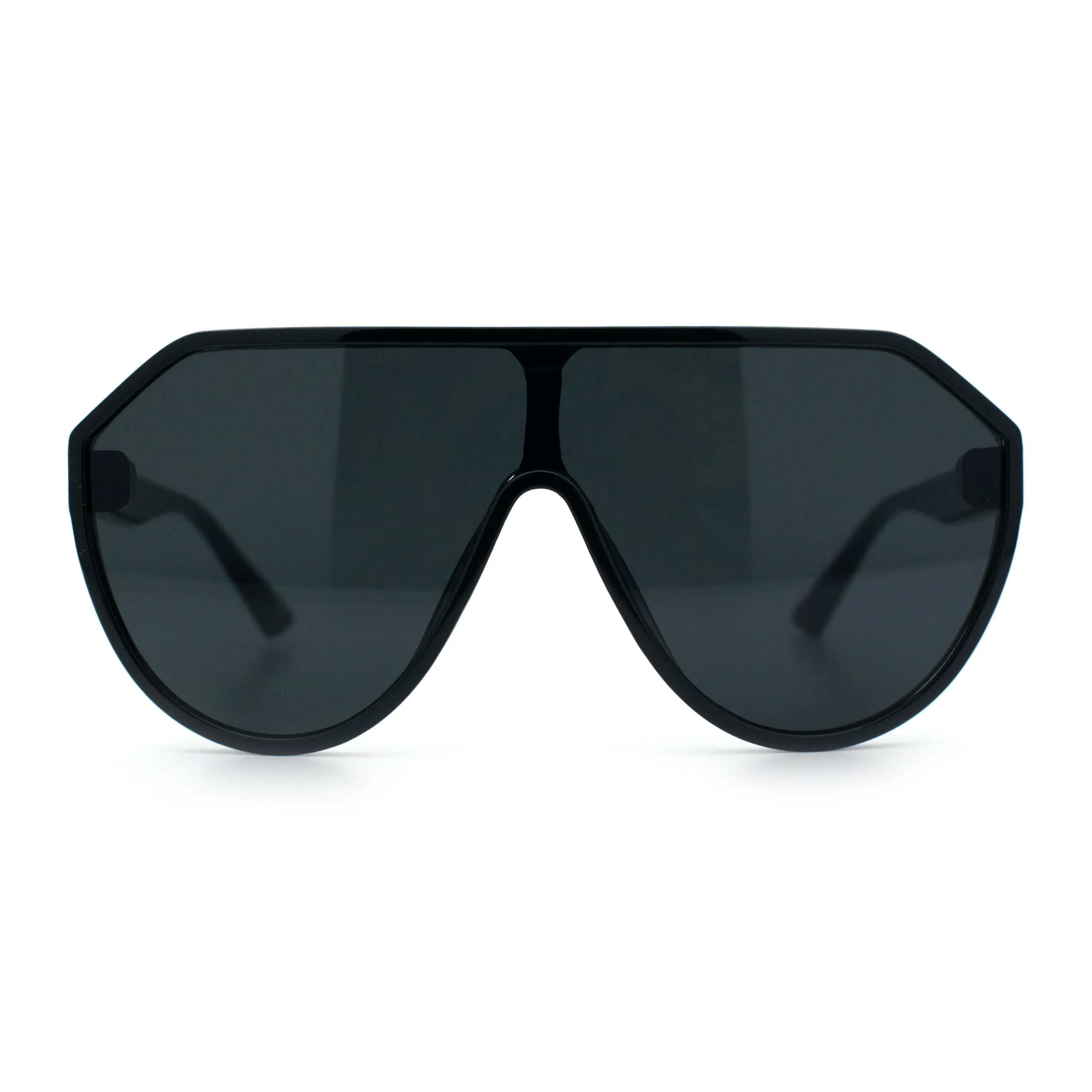Diva Oversized Flat Top Racer Thin Plastic Shield Sunglasses