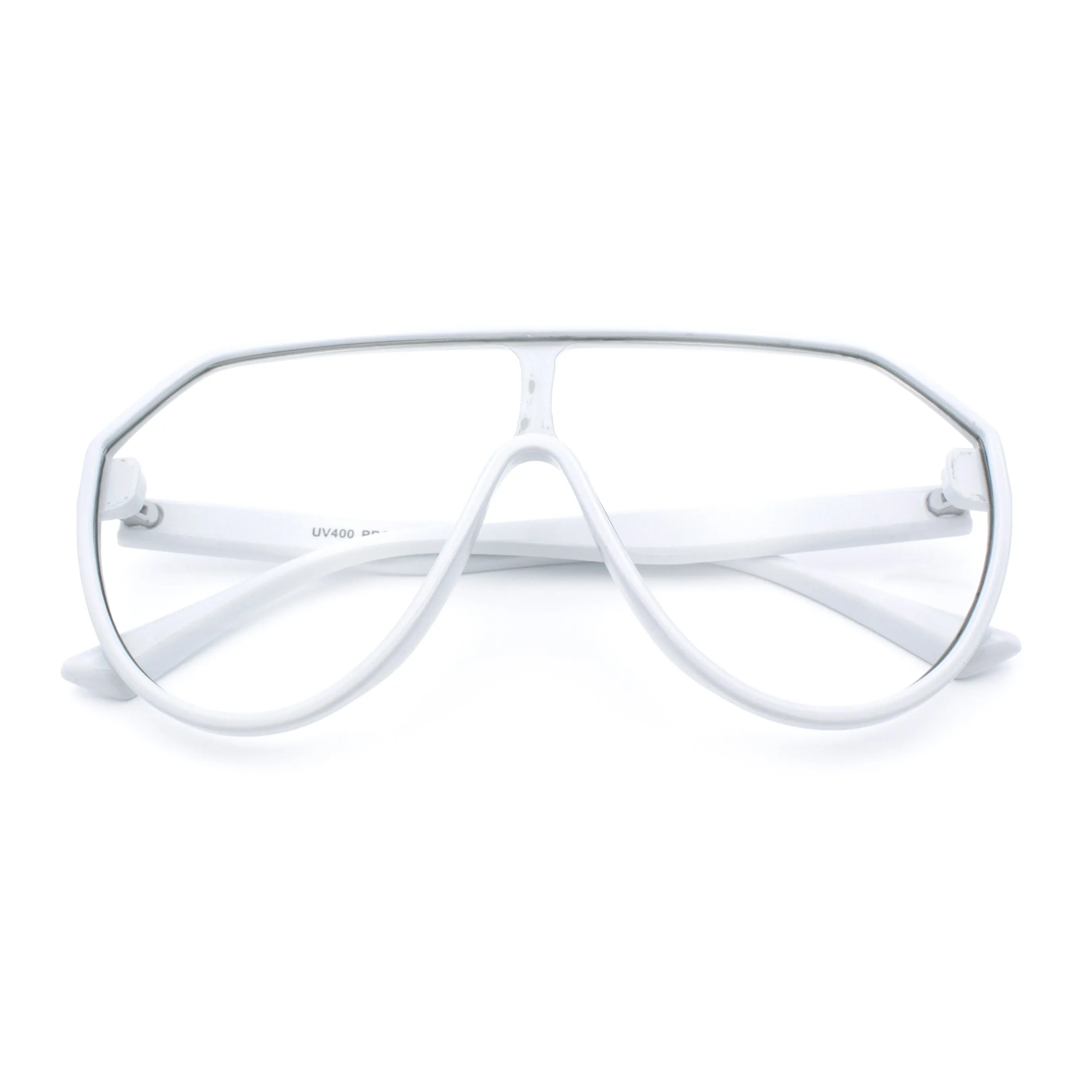 Diva Oversized Flat Top Racer Thin Plastic Shield Sunglasses