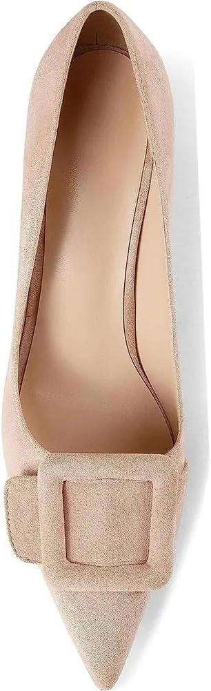 Divanne Pumps Shoes, Women's Stiletto High Heels Buckle Suede Pumps Pointy Toe Slip-On Office Pumps for Party Dress