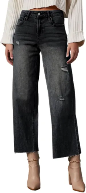 Dokotoo Womens High Waist Baggy Jeans Wide Leg Casual Petite 2025 8 Points Length Stretch Denim Pants