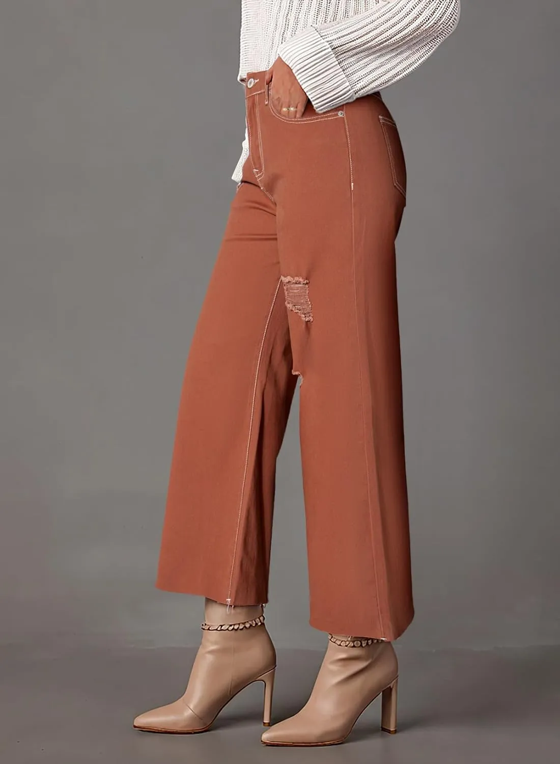 Dokotoo Womens High Waist Baggy Jeans Wide Leg Casual Petite 2025 8 Points Length Stretch Denim Pants