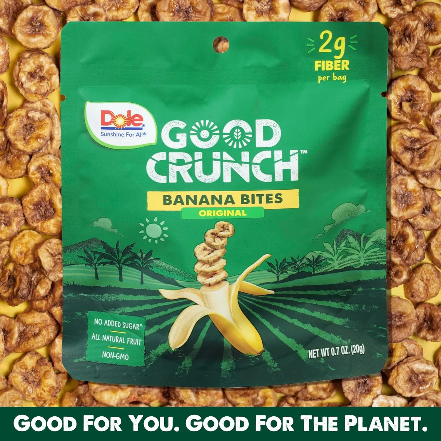 Dole Good Crunch Banana Dried Fruit Bites, Gluten Free & Vegan Snack, 0.7oz Bags (Pack of 12)