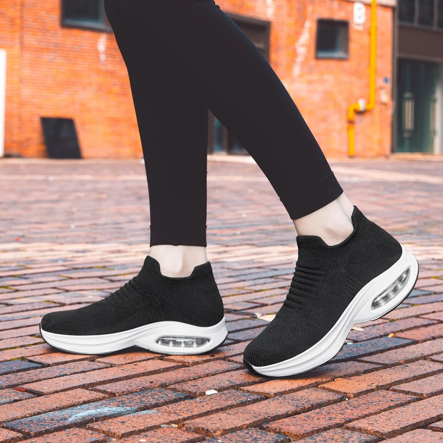 DOUSSPRT Womens Walking Shoes Sock Casual Ladies Fashion Sneakers Comfortable Slip On Air Cushion Platform