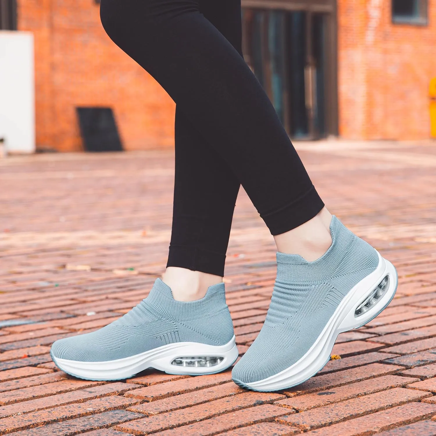 DOUSSPRT Womens Walking Shoes Sock Casual Ladies Fashion Sneakers Comfortable Slip On Air Cushion Platform