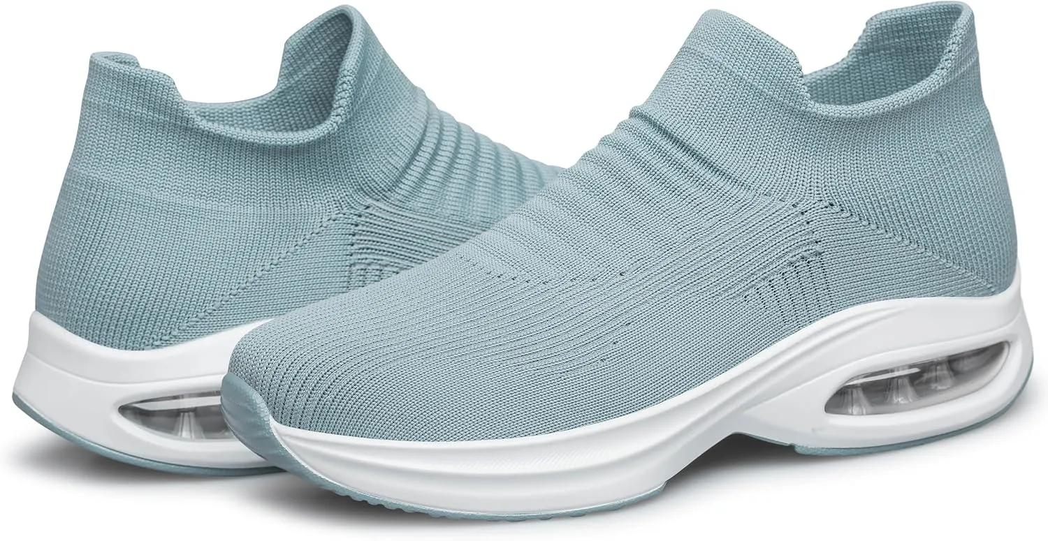 DOUSSPRT Womens Walking Shoes Sock Casual Ladies Fashion Sneakers Comfortable Slip On Air Cushion Platform