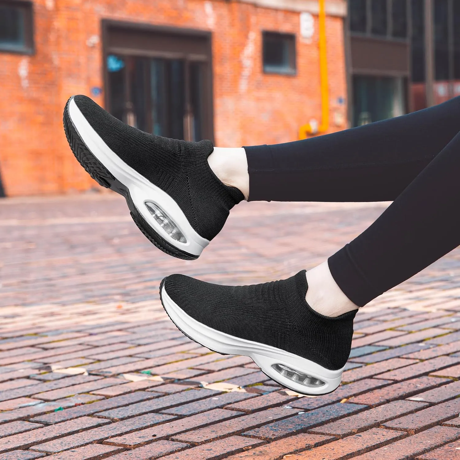 DOUSSPRT Womens Walking Shoes Sock Casual Ladies Fashion Sneakers Comfortable Slip On Air Cushion Platform