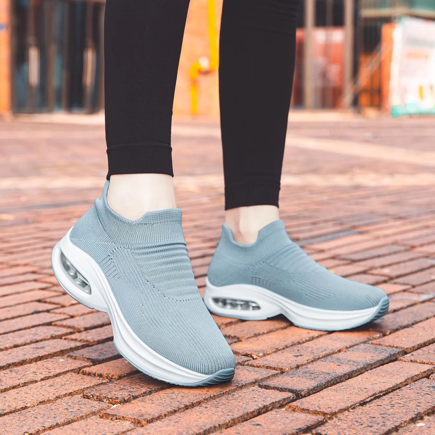 DOUSSPRT Womens Walking Shoes Sock Casual Ladies Fashion Sneakers Comfortable Slip On Air Cushion Platform