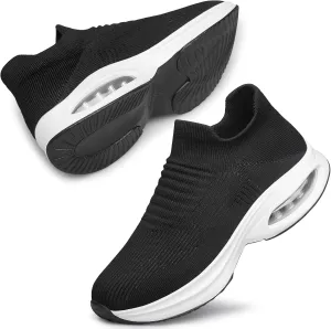 DOUSSPRT Womens Walking Shoes Sock Casual Ladies Fashion Sneakers Comfortable Slip On Air Cushion Platform