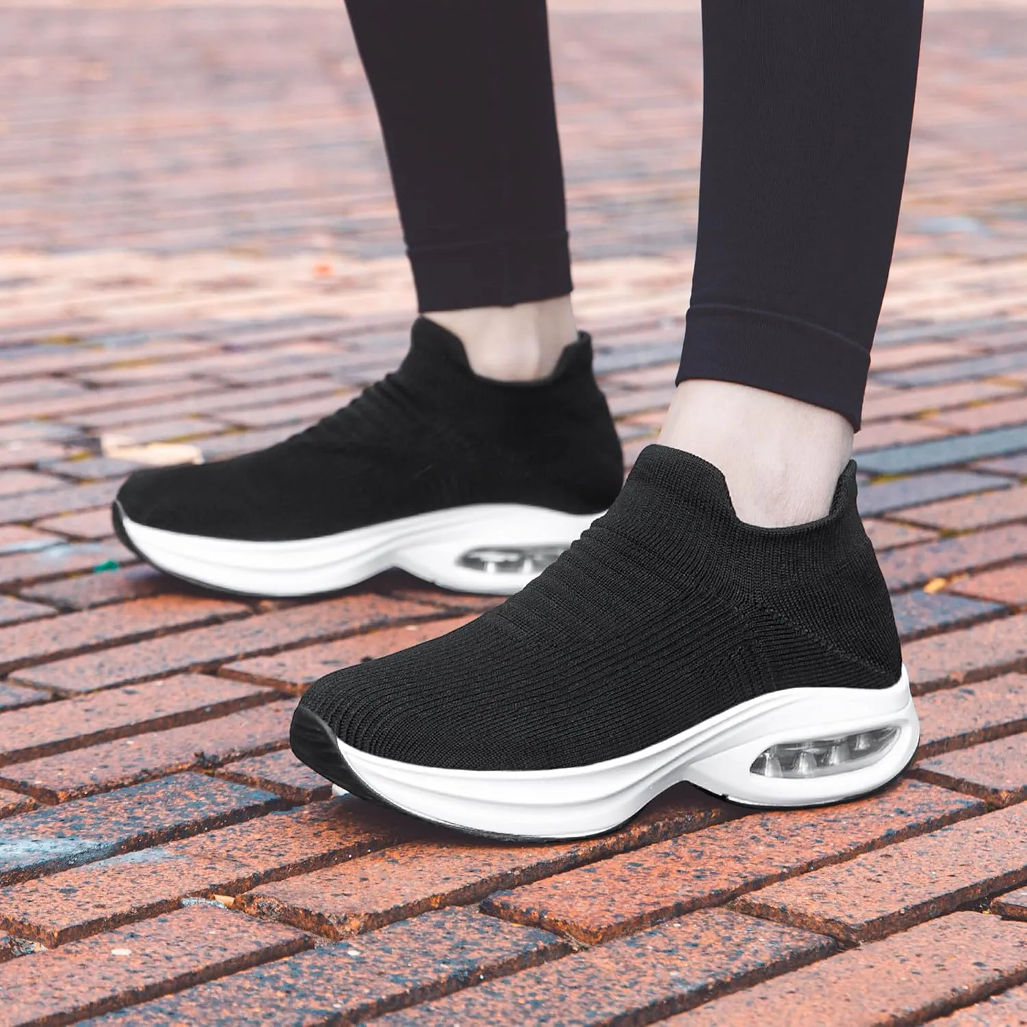 DOUSSPRT Womens Walking Shoes Sock Casual Ladies Fashion Sneakers Comfortable Slip On Air Cushion Platform
