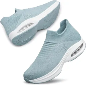 DOUSSPRT Womens Walking Shoes Sock Casual Ladies Fashion Sneakers Comfortable Slip On Air Cushion Platform
