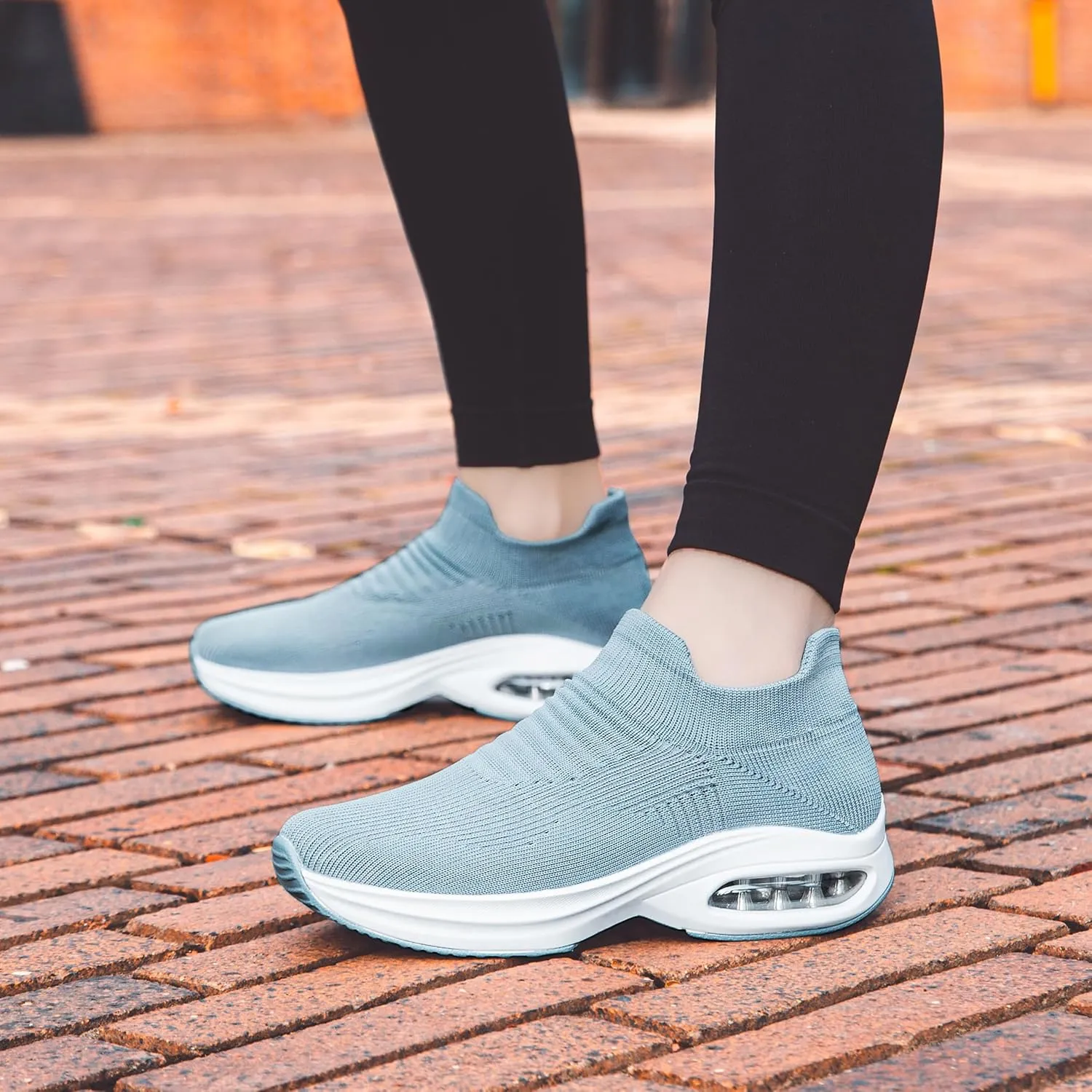 DOUSSPRT Womens Walking Shoes Sock Casual Ladies Fashion Sneakers Comfortable Slip On Air Cushion Platform