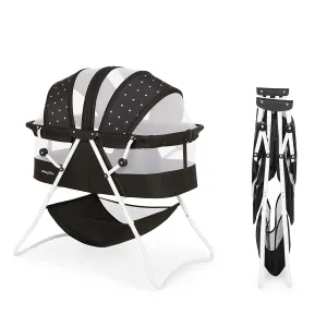 Dream On Me Karley Bassinet in Onyx, Lightweight Portable Baby Bassinet, Quick Fold and Easy to Carry , Adjustable Double Canopy, Indoor and Outdoor Bassinet with Large Storage Basket.