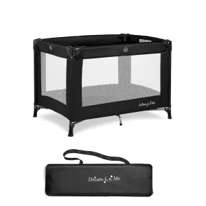 Dream On Me Nest Portable Playard in Black with Carrybag an Shoulder Strap, Lightweight, Packable and Easy Setup Baby Playard, Breathable Mesh Sides and Soft Fabric - Comes with a Removable Padded Mat