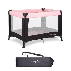 Dream On Me Nest Portable Playard in Pink with Carrybag an Shoulder Strap, Lightweight, Packable and Easy Setup Baby Playard, Breathable Mesh Sides and Soft Fabric - Comes with a Removable Padded Mat