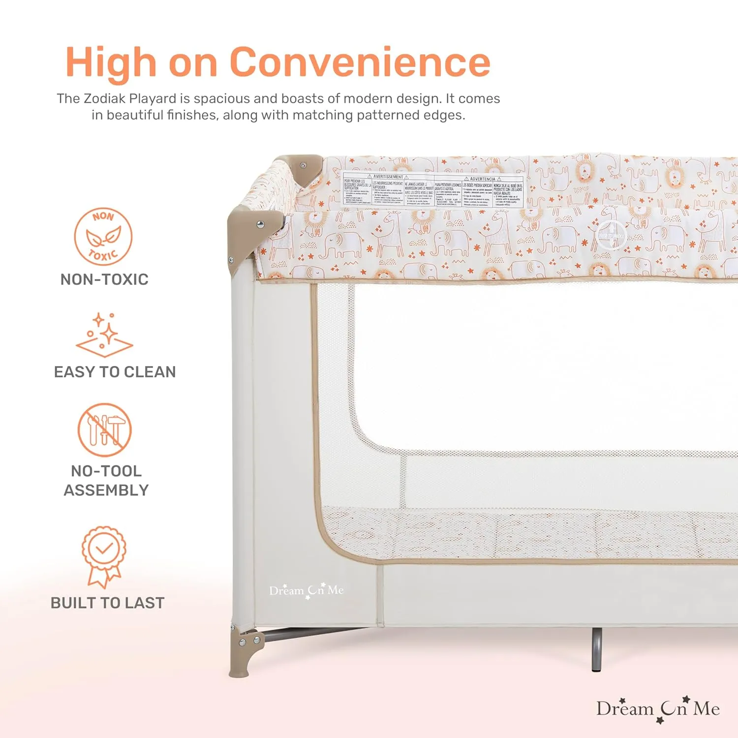 Dream On Me Zodiak Portable Playard with Carry Bag & Shoulder Strap, Beige