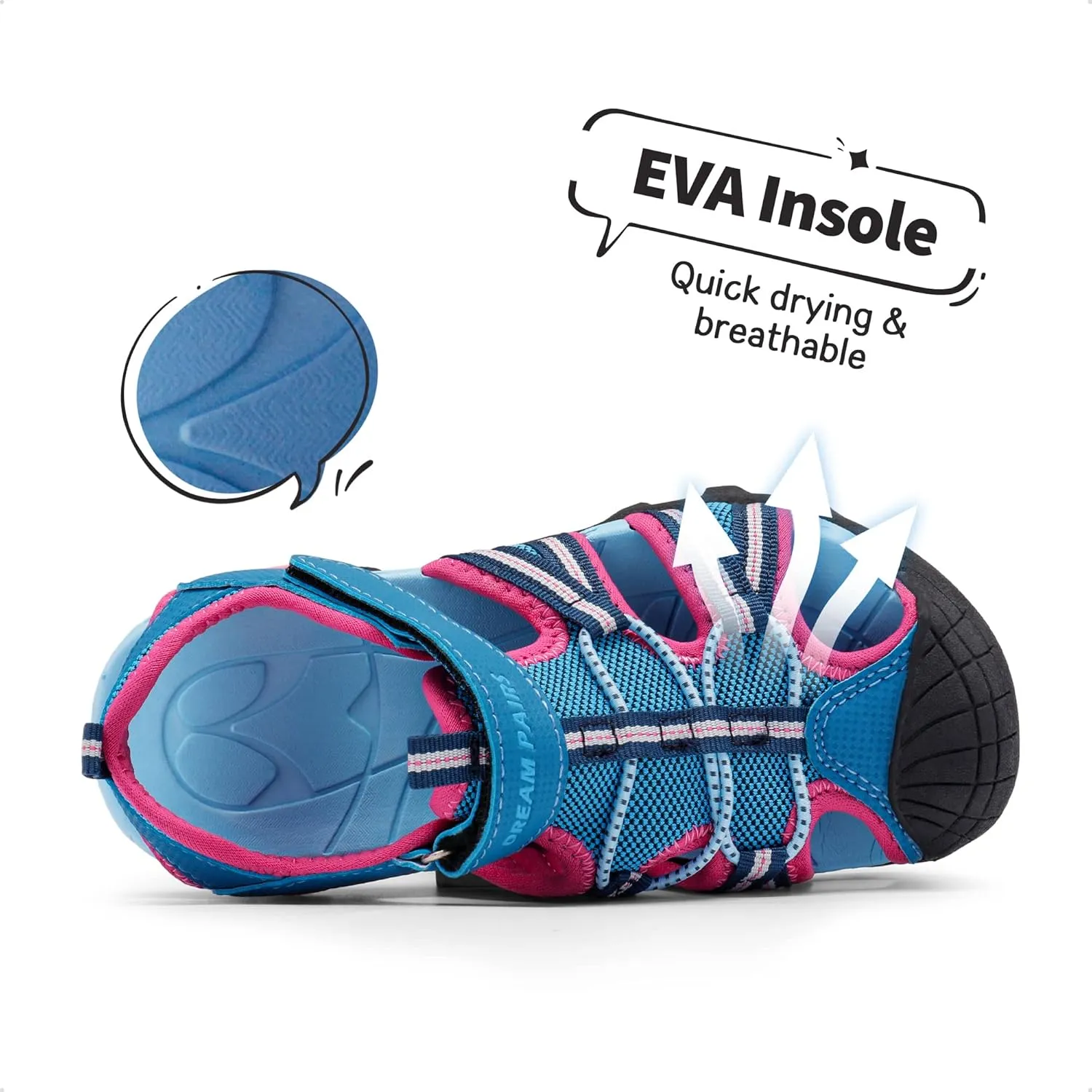 DREAM PAIRS Boys Girls Outdoor Summer Sport Athletic Sandals for Little/Big Kid