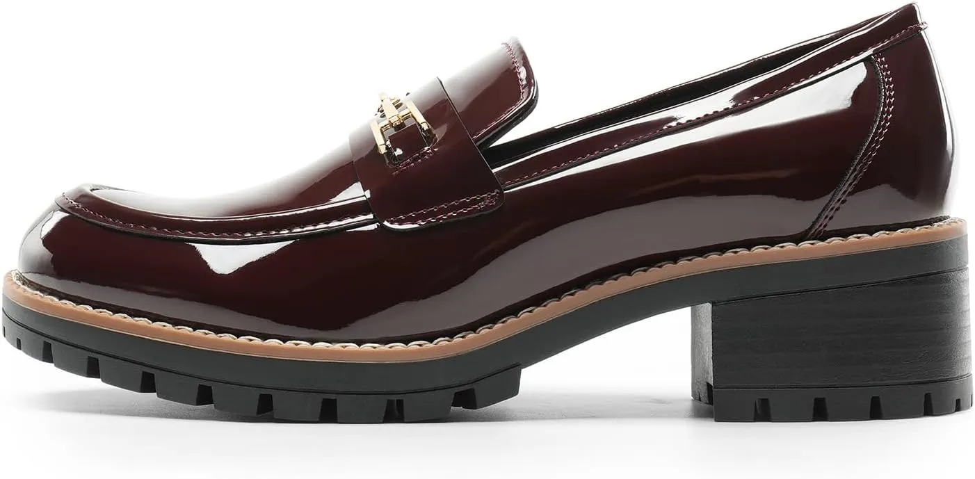 DREAM PAIRS Women's Chunky Loafers, Platform Comfortable Slip-On Dressy Business Casual Shoes
