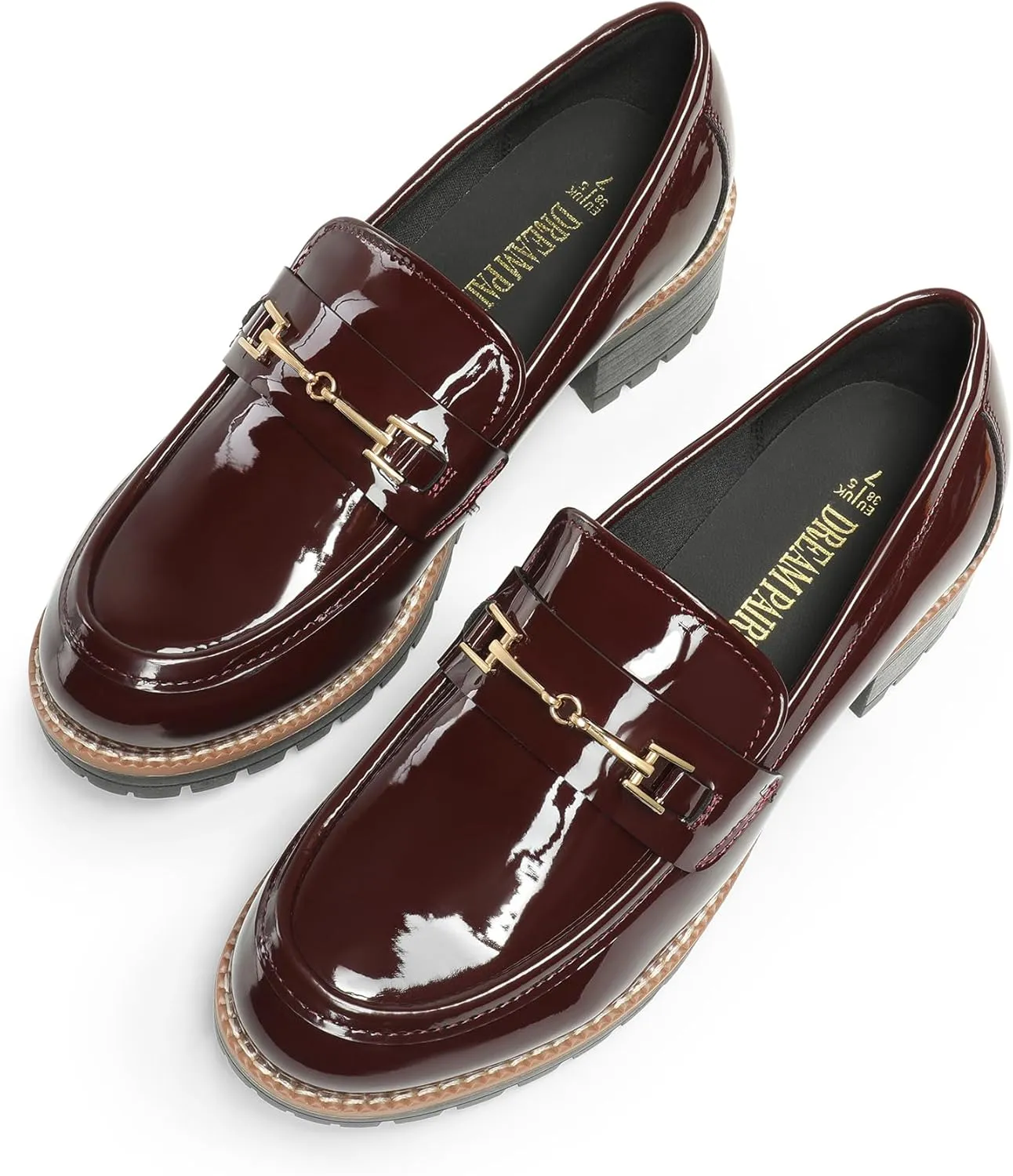 DREAM PAIRS Women's Chunky Loafers, Platform Comfortable Slip-On Dressy Business Casual Shoes