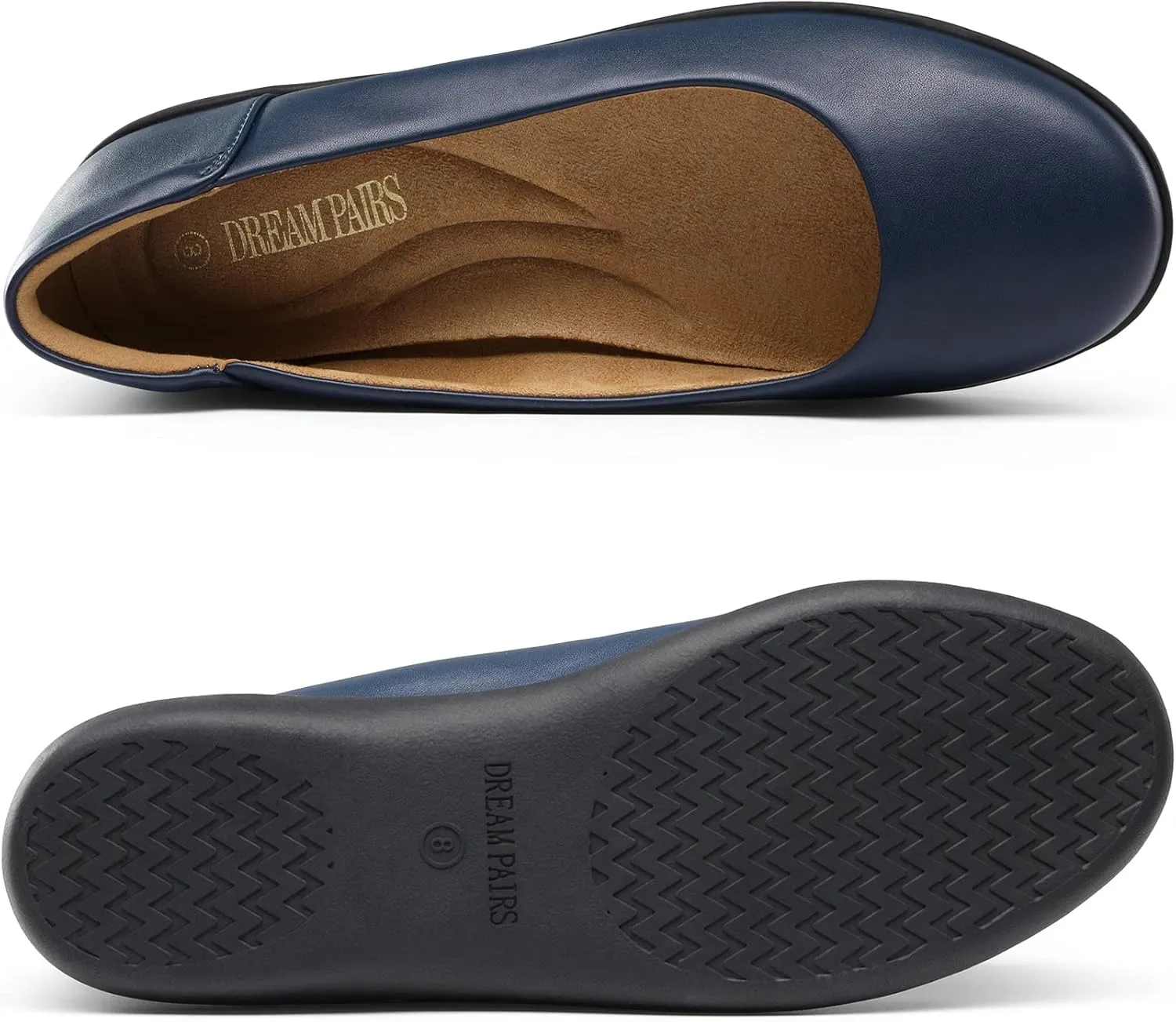 DREAM PAIRS Women’s Comfortable Ballet Dressy Work Flats, Round Toe Slip on Office Shoes