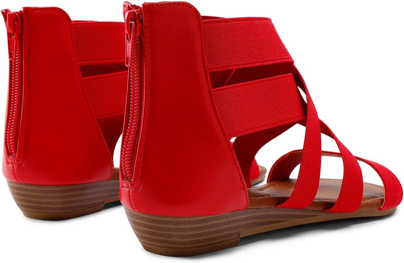 DREAM PAIRS Women's Elastic Ankle Strap Low Wedges Sandals