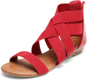 DREAM PAIRS Women's Elastic Ankle Strap Low Wedges Sandals