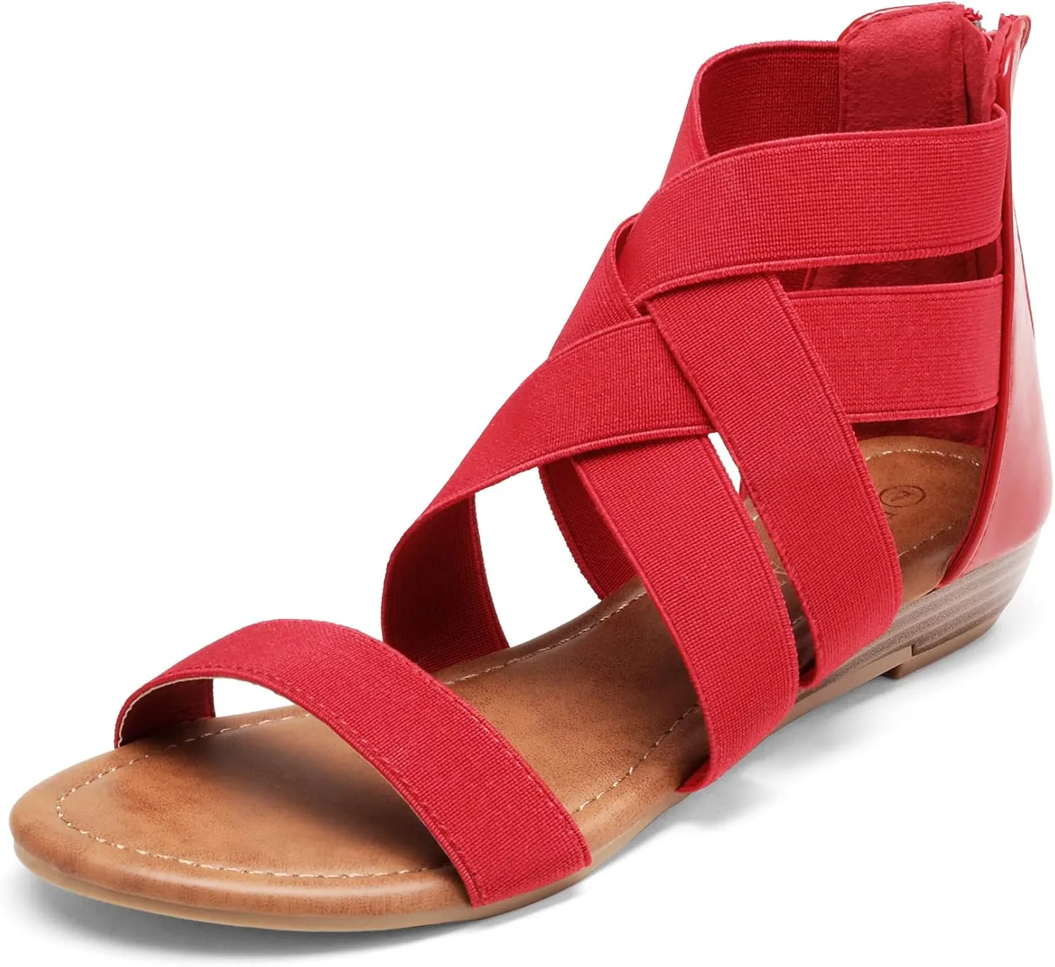 DREAM PAIRS Women's Elastic Ankle Strap Low Wedges Sandals