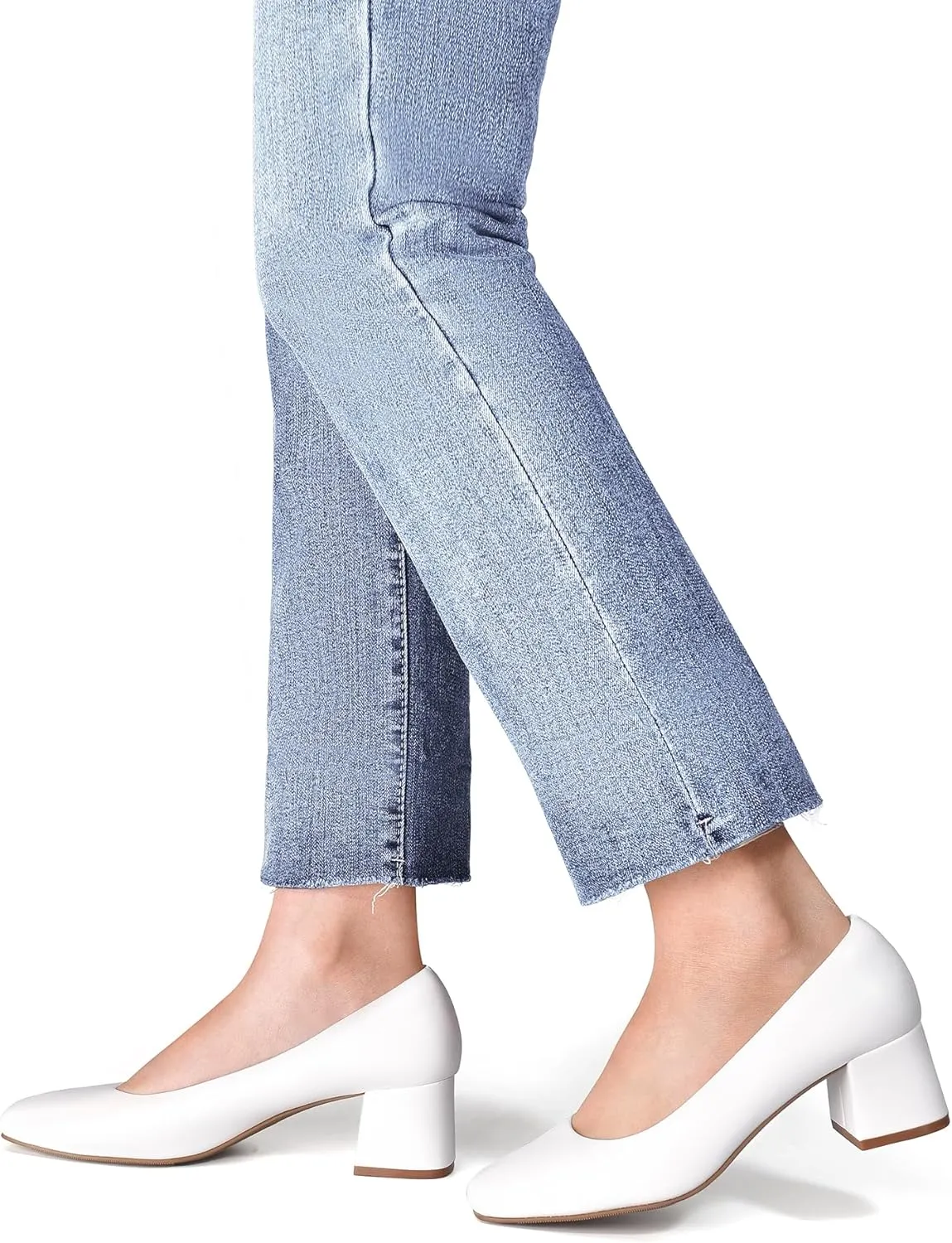 DREAM PAIRS Women's Low Chunky Heels Square Toe Pumps Comfortable Slip On Dress Shoes Wedding Party Office Shoes