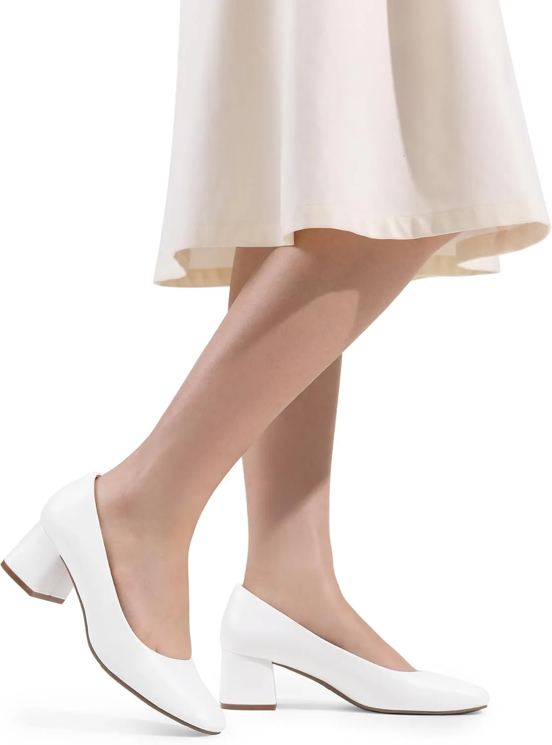 DREAM PAIRS Women's Low Chunky Heels Square Toe Pumps Comfortable Slip On Dress Shoes Wedding Party Office Shoes