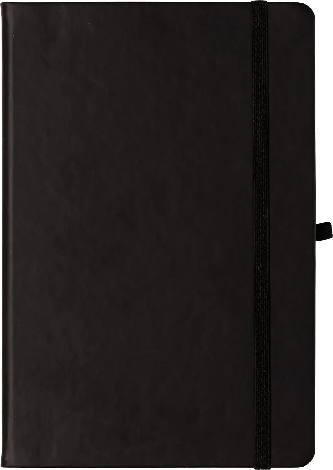 Eccolo Hardbound Writing Journal, Cool Jazz, 192 Pages of White Lined Paper with Elastic Band Closure, Lay Flat Design, Interior Gusset Pocket and Double Bookmarks (Black, 5.75-x-8.5 Inches)